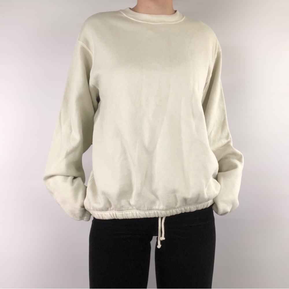 NWT Lady White Co Crew Neck Drawstring Sweatshirt‎ Cream USA Cotton